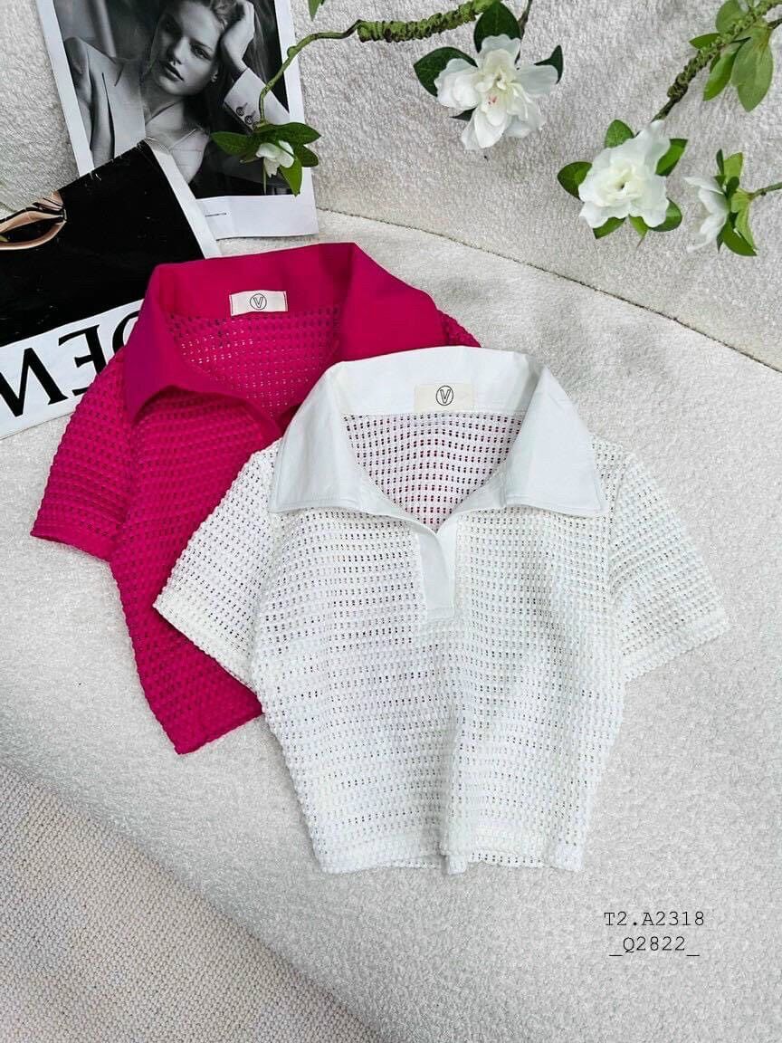 Áo croptop cổ trụ lưới đẹp from dưới 50kg