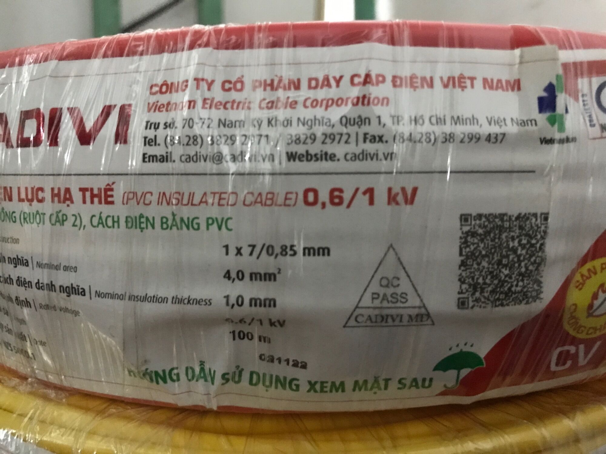 CADIVI - Dây điện Cadivi CV 4.0 đơn 7 sợi (cuộn 100 mét)