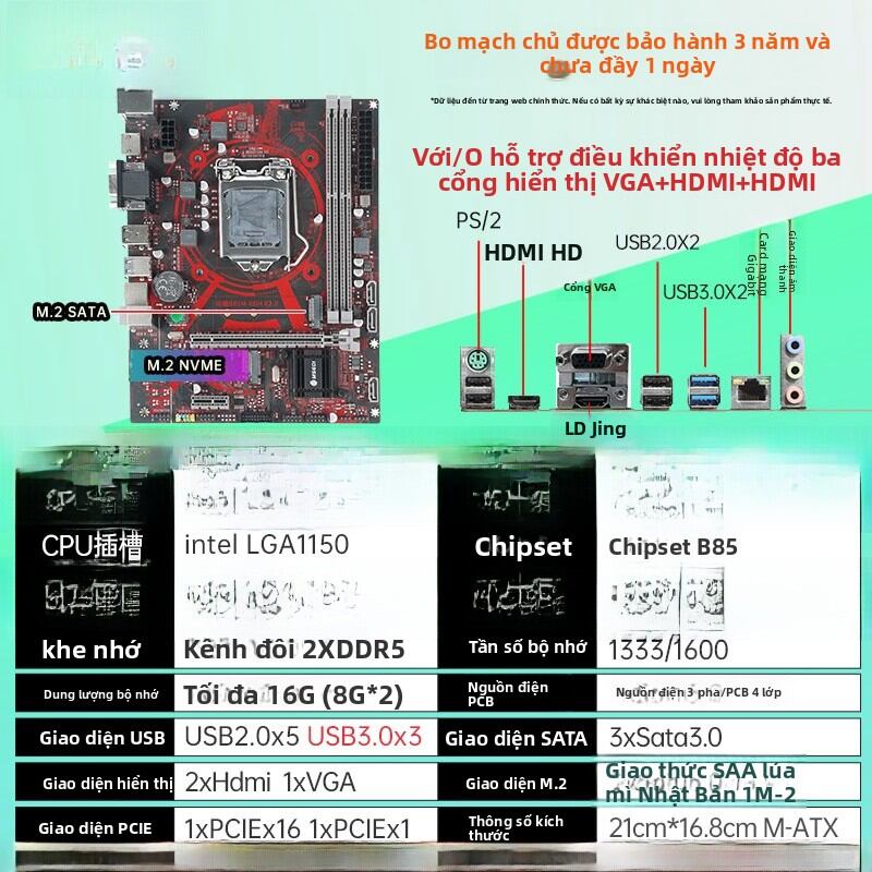 Bộ Ba Mẹ ATX Gigabyte B85-HD3 Z97 Socket 1150 Bộ Tám Mảnh Cho Máy Tính Để Bàn CPU Intel Core I7-4790