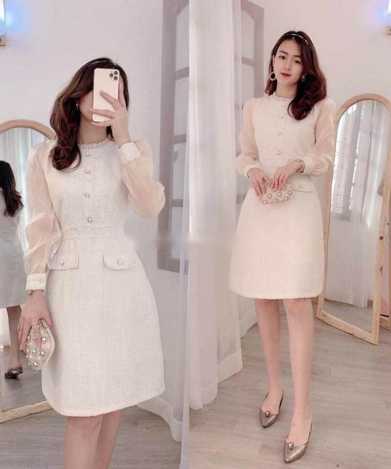 Váy dạ weet 2 lớp phối tơ cúc ngọc