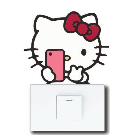 Combo 2 miếng Decal dán ổ điện hình Hello Kitty dễ thương (chọn ngẫu nhiên)
