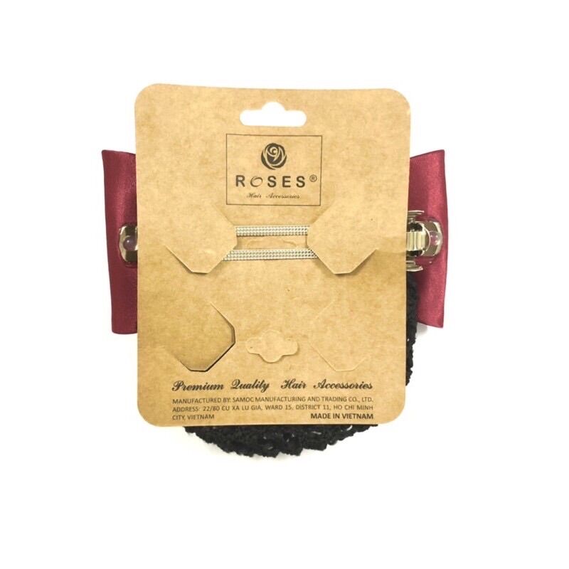 [HCM]Kẹp lưới búi màu đỏ đô Roses Hair Accessories
