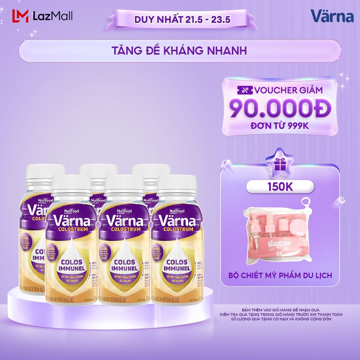 Lốc 6 chai sữa non Colostrum Varna pha sẵn (6 chai x 237ml) - Sữa Cho Người Già Tăng Cường Đề Kháng