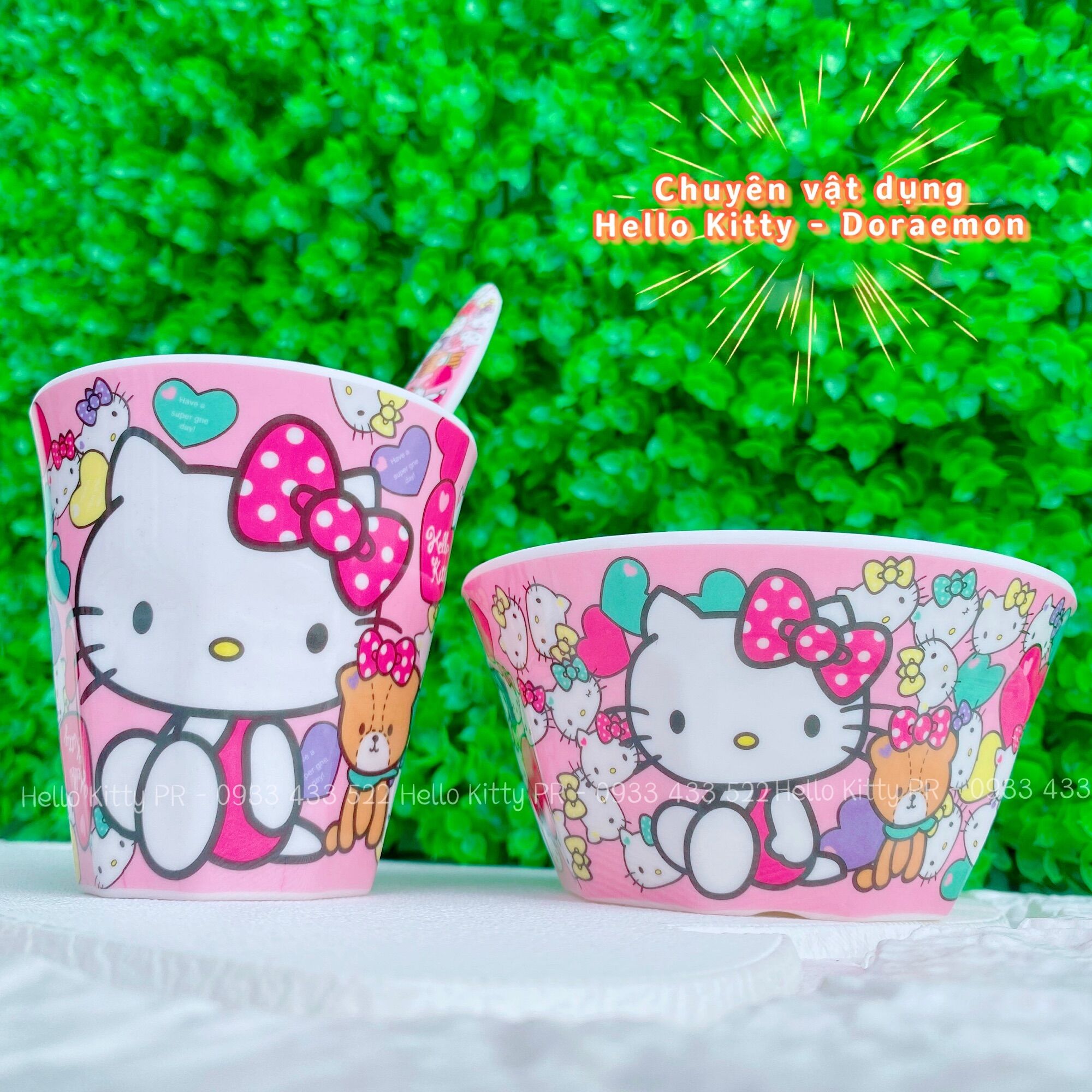 Combo chén ly muỗng Hello Kitty