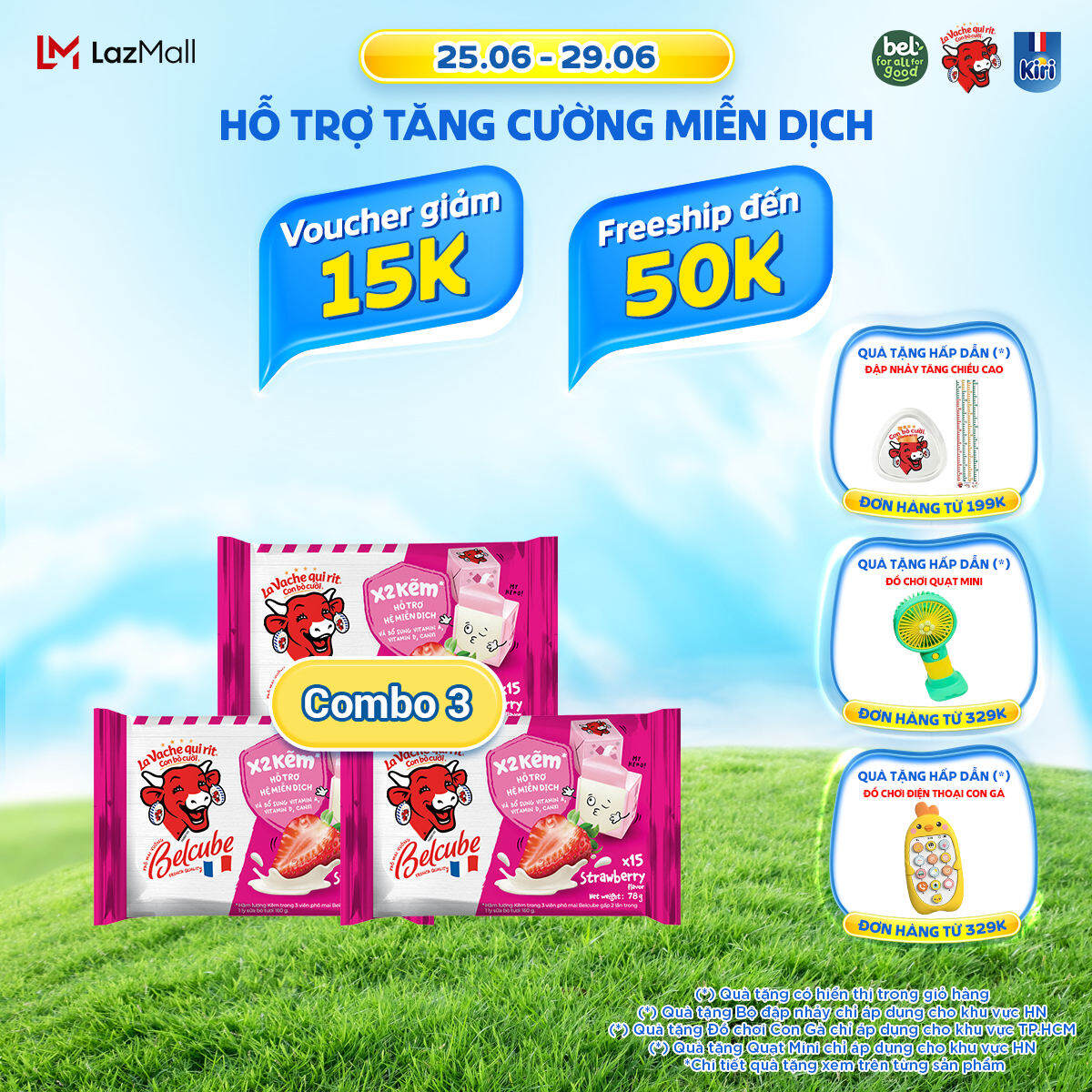 Combo 3 Phô mai vuông Belcube ngọt vị Dâu 78G x 15C