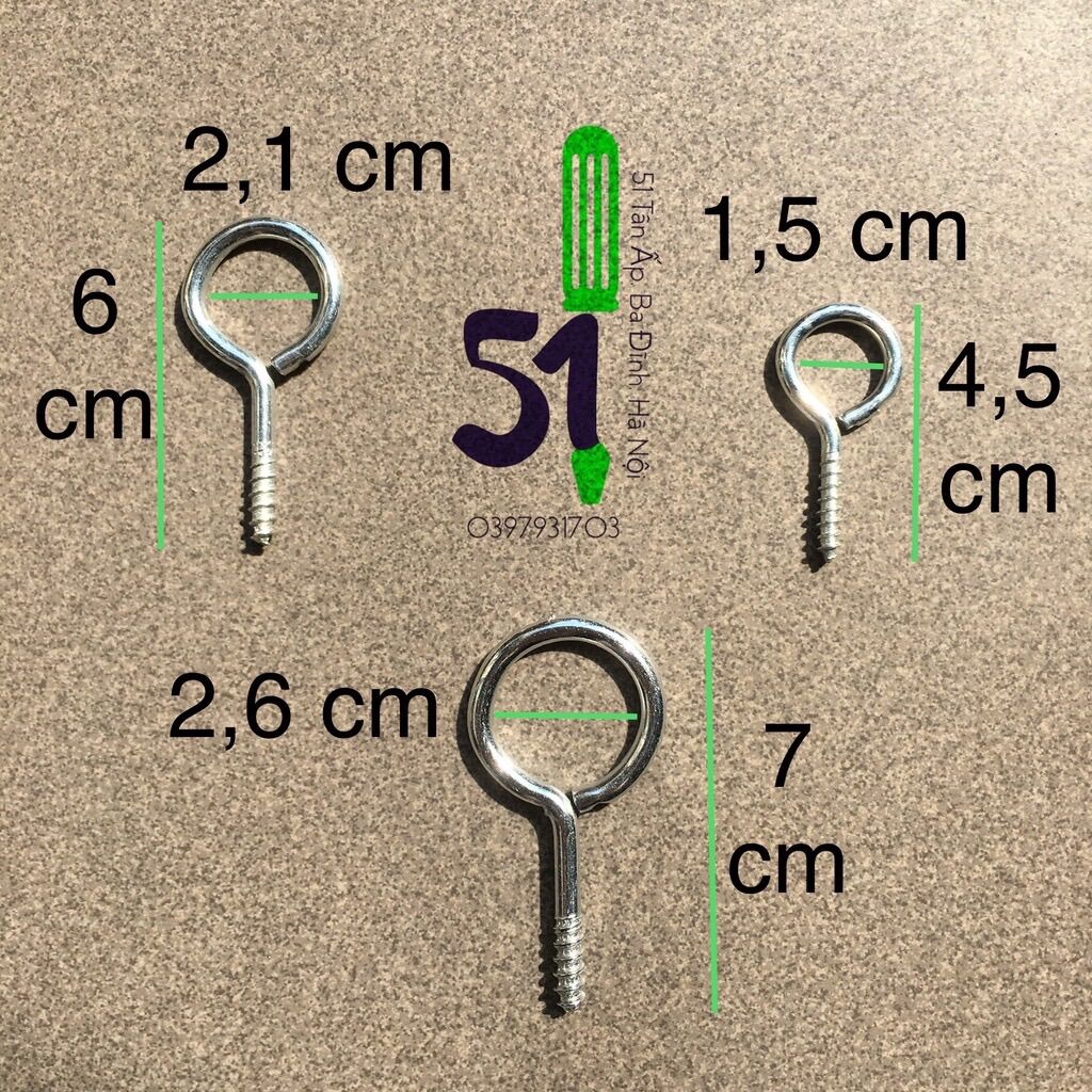 Combo 5 vít tròn, khoen tròn, khuy tròn đủ cỡ