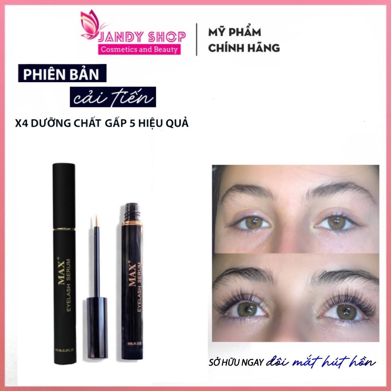 Serum kích mọc mi max x5 chính hãng, cải tiến x5 dưỡng chất dưỡng dài mi, dày mi, ngăn gãy rụng, hiệu quả chỉ sau 7 ngày