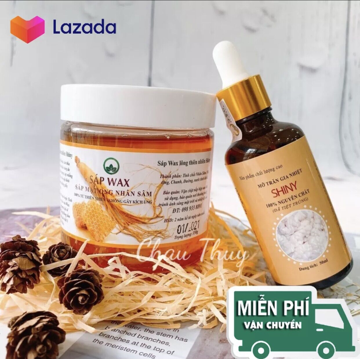 [CHÍNH HÃNG] Wax Lông + Mỡ Trăn Triệt Lông Shiny ( Tặng bộ Giấy, Que Wax )