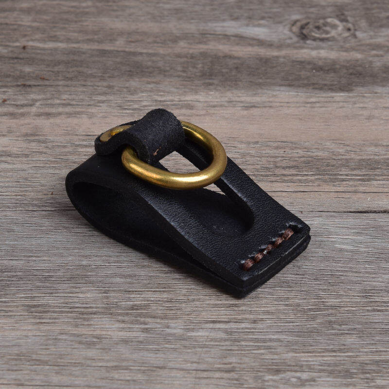 Leather Keychain Handmade Cowhide Man Waist Mounted Genuine Leather D-Ring Key Chain Pendant Waist Belt Loop Outer Hanging Buckle