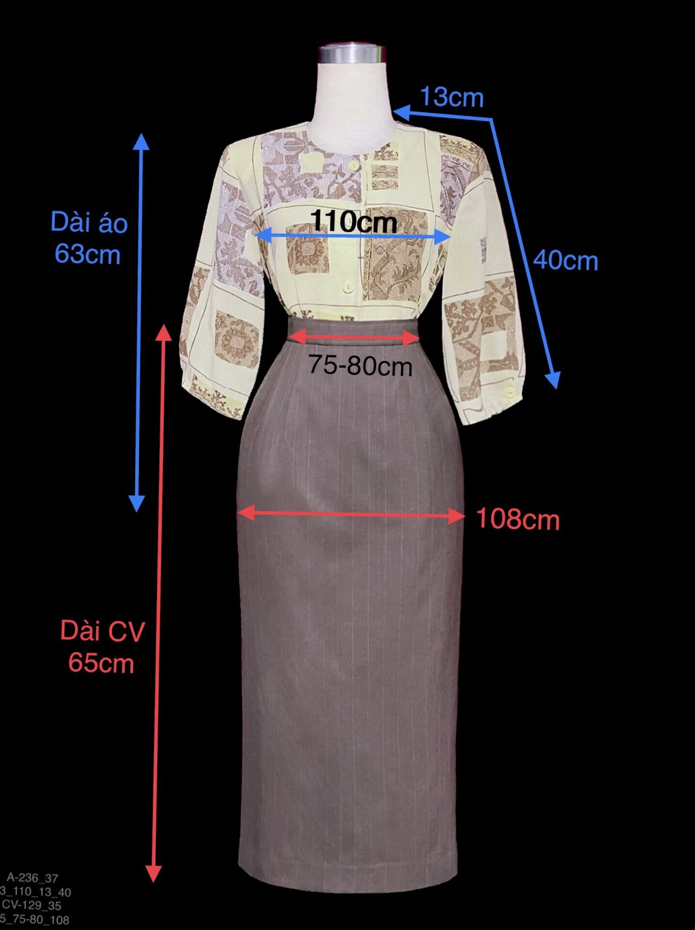 Áo sơ mi + Chân váy công sở (A-236/CV-129)