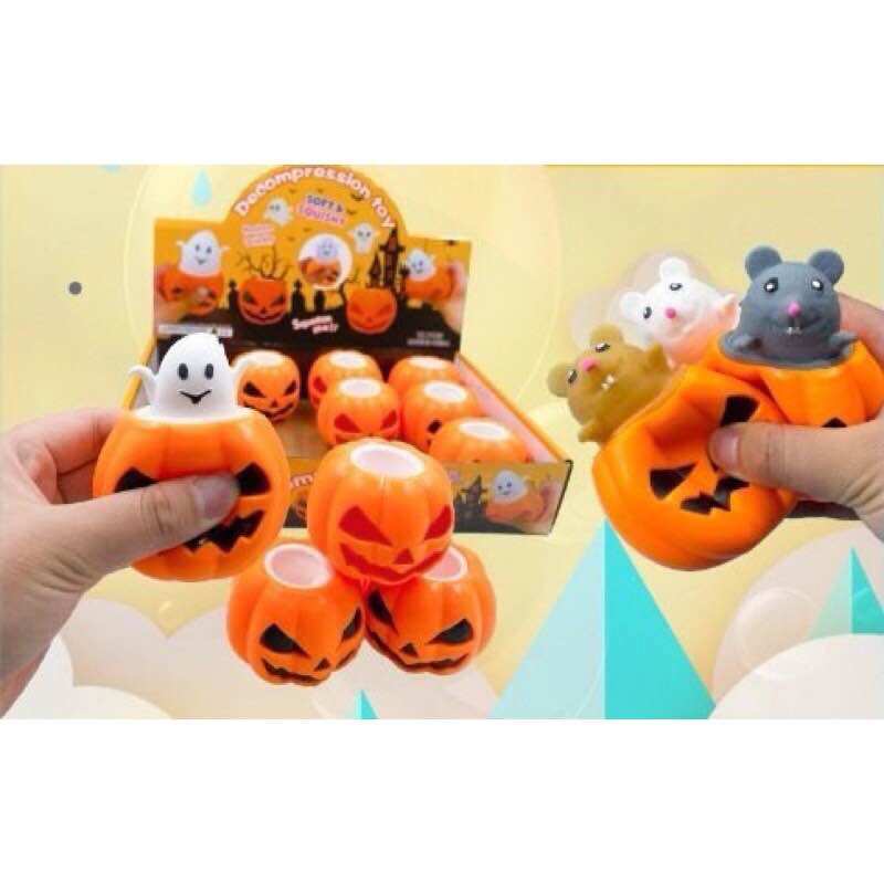 Đồ chơi Squishy Halloween trái bí, đầu lâu.