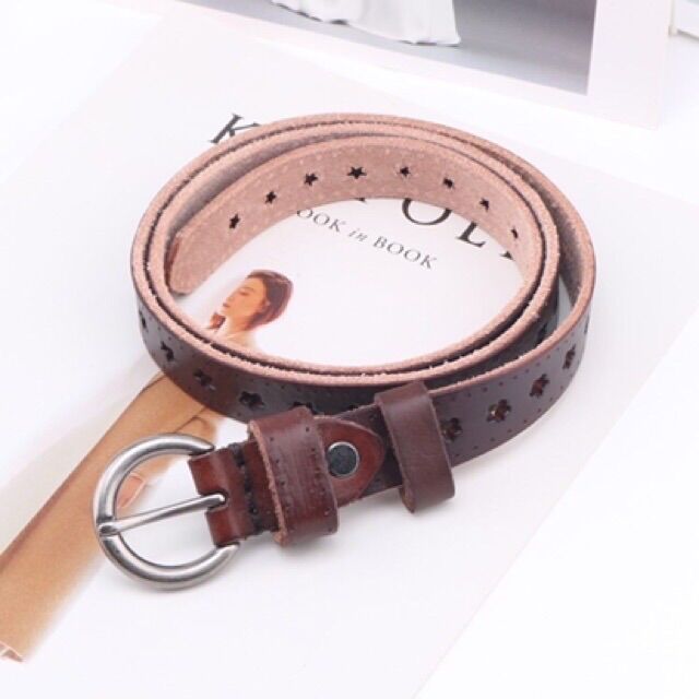 Thắt lưng da bò 1 miếng của nữ bản 2.4cm