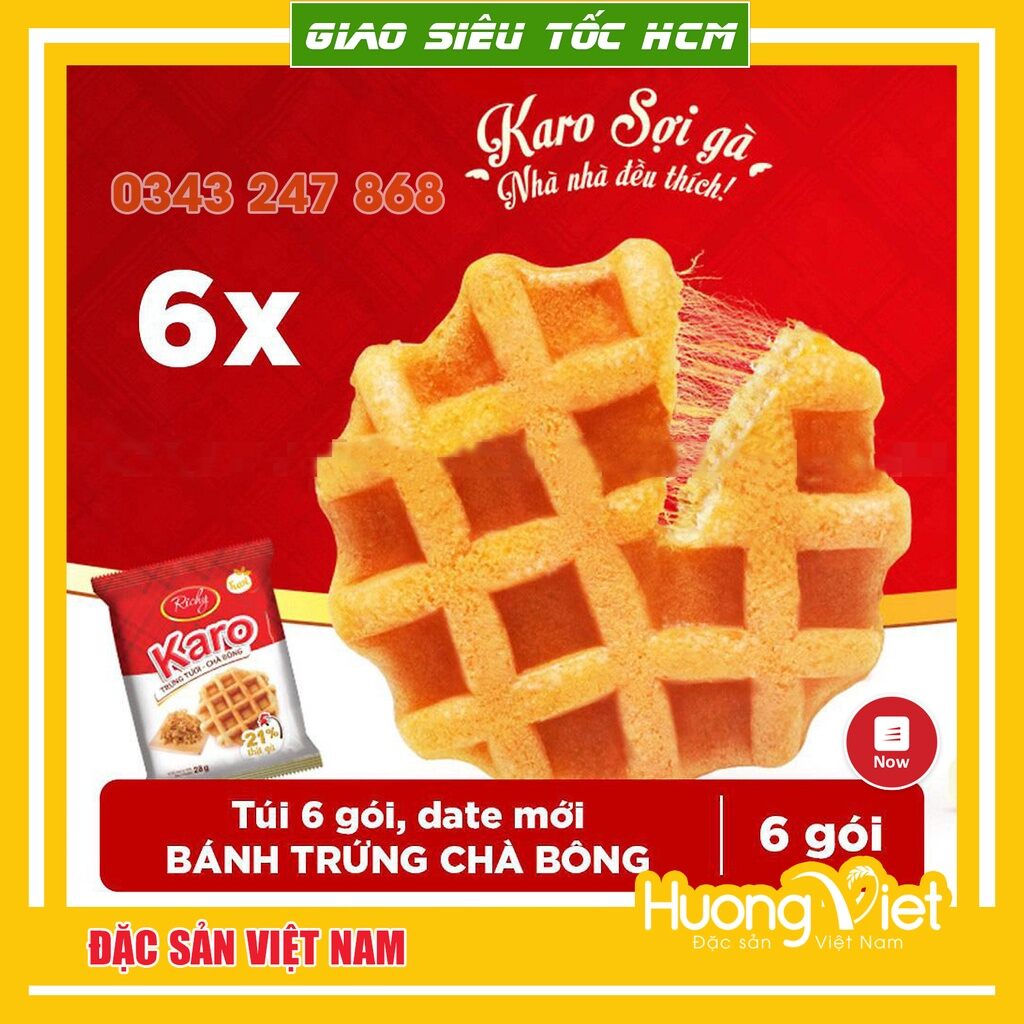 bánh KarO chà bông trứng tươi 156g ( 6 gói×26g )