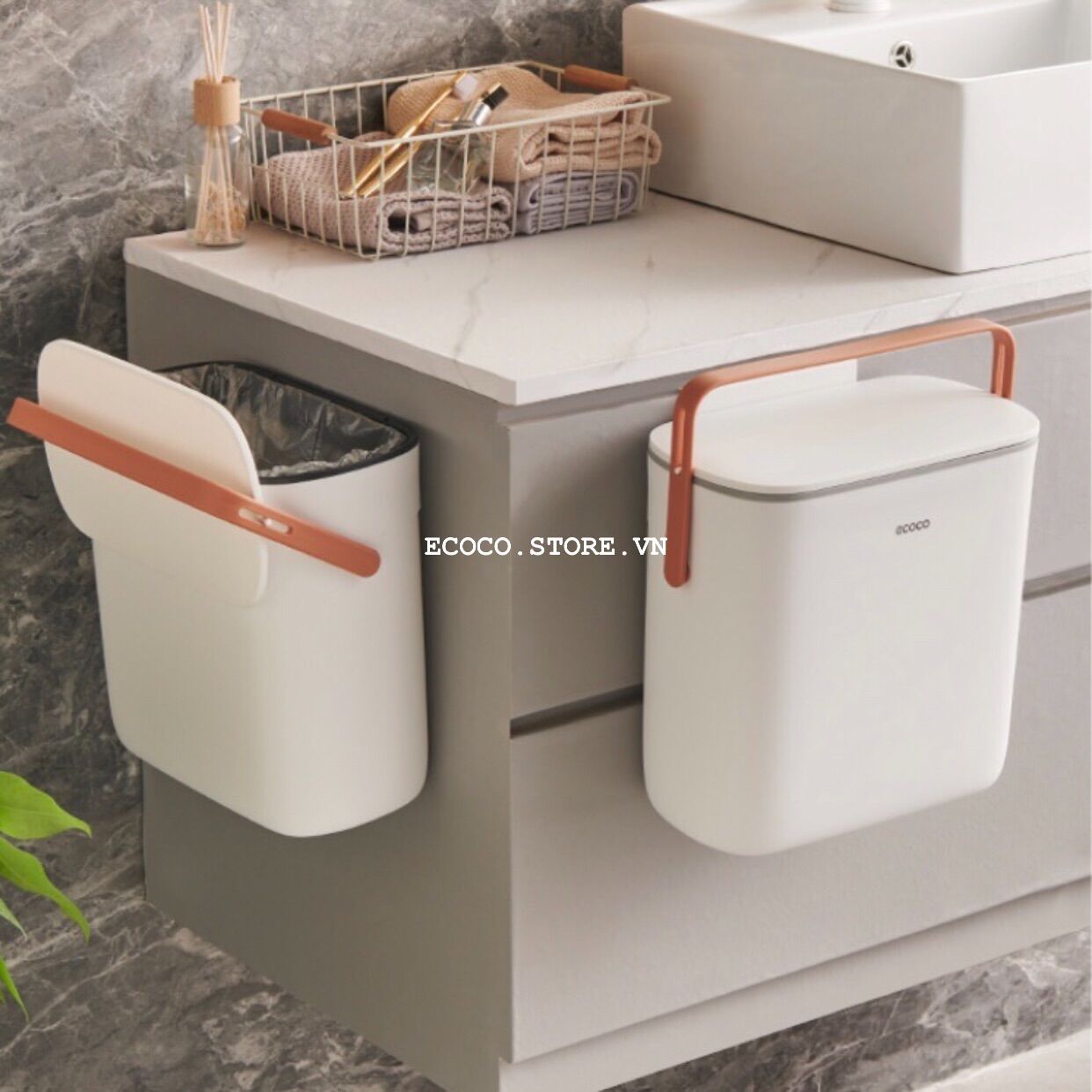 Thùng rác treo tủ bếp Ecoco, thùng rác dán tường Ecoco - ECOCO 2236