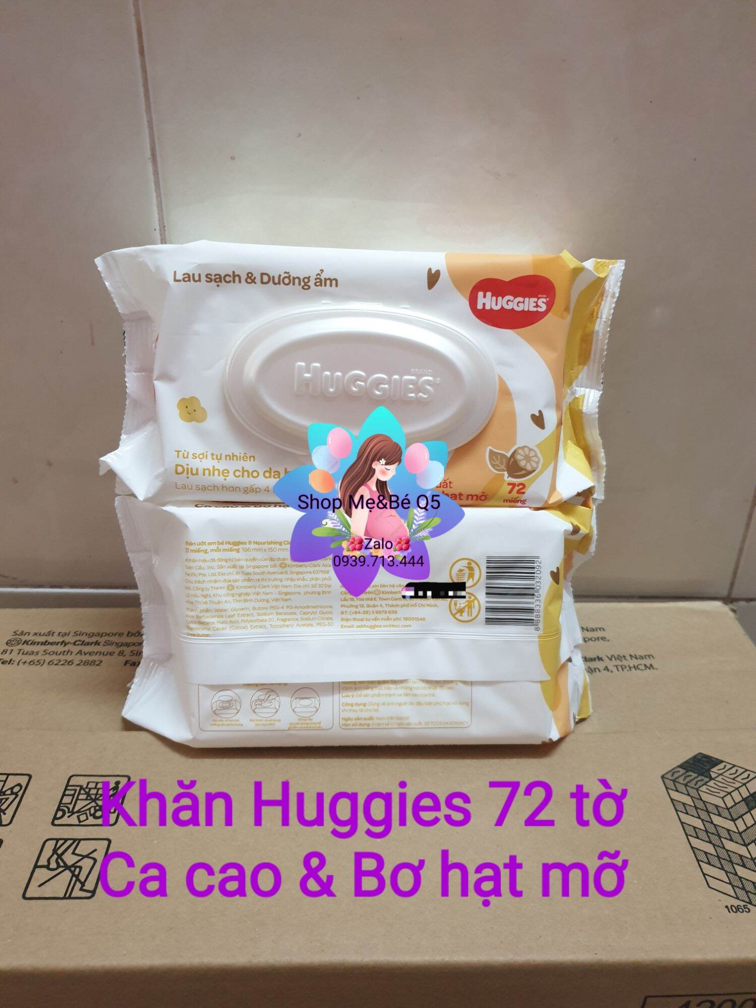 💥khăn ướt huggies loại 72 tờ hương ca cao và bơ hạt mỡ