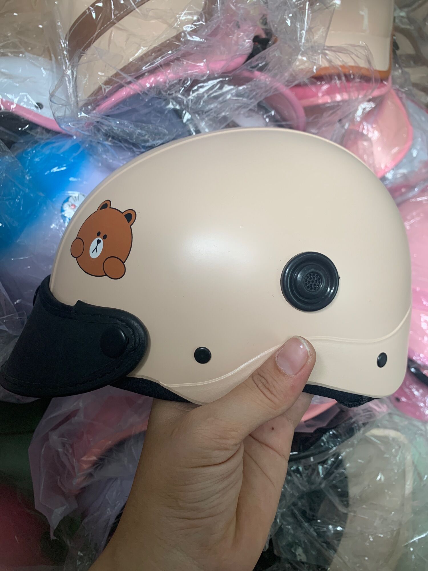 Nón bảo hiểm 1/2 sơn gấu nâu