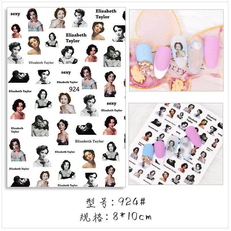 Sticker dán móng tay mẫu cô gái Nga cổ điển