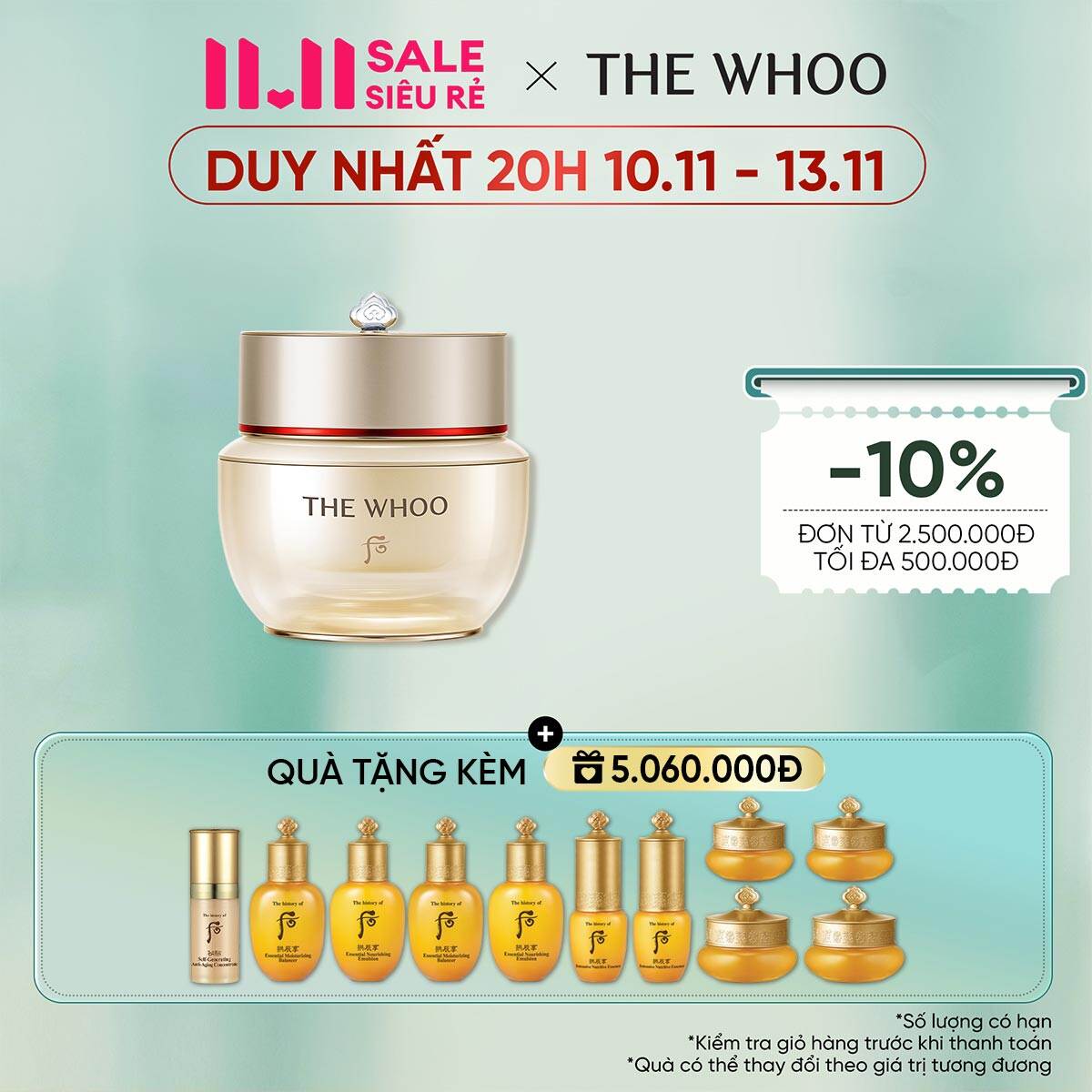 Kem dưỡng tự nhuận tái sinh da The Whoo Bichup Anti-aging Repair Cream 50ml