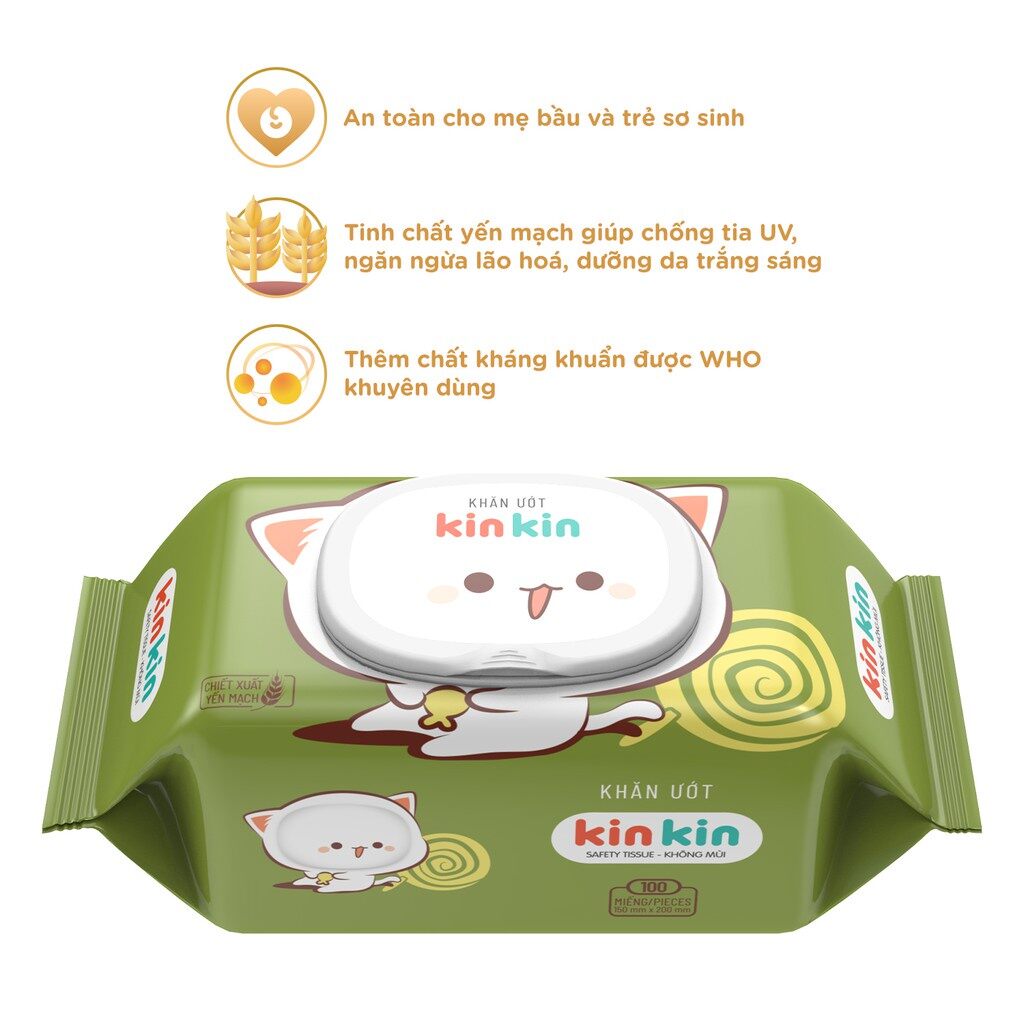 Khăn ướt Kinkin không mùi 100 tờ ( giao  màu ngẫu nhiên)