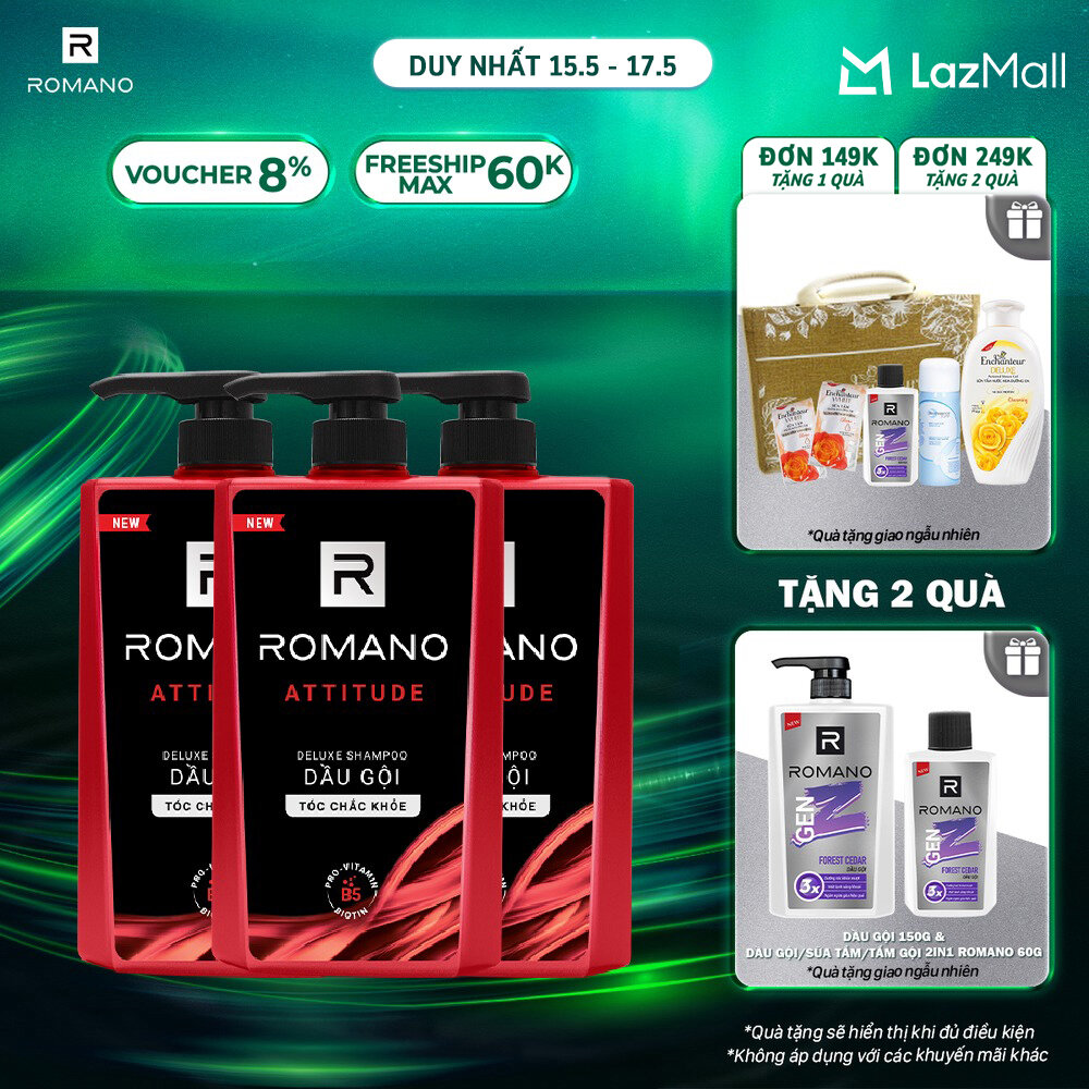 Combo 3 Dầu gội Romano 650g/chai