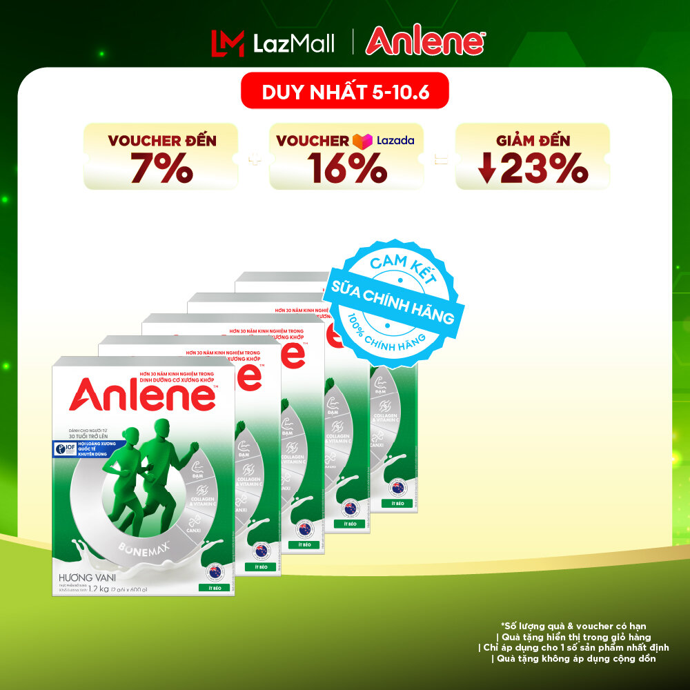 [Voucher giảm đến 26%]Combo 5 Sữa Bột Anlene Hương Vani 1.2Kg