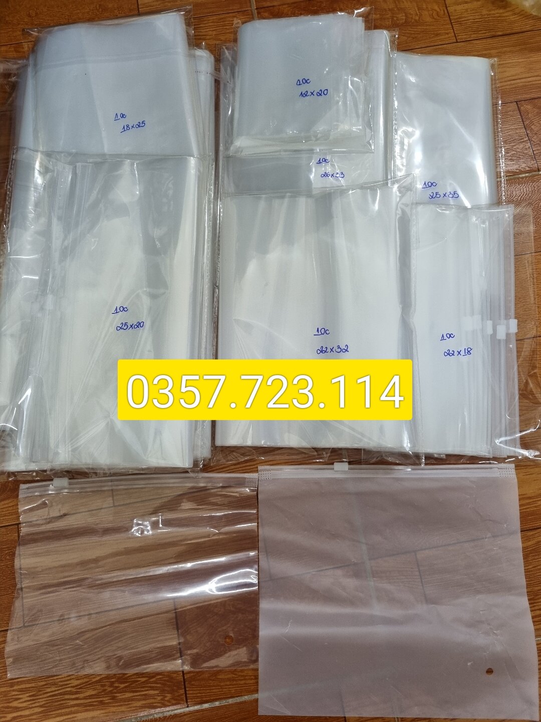 10 chiếc túi zip khóa kéo chọn size