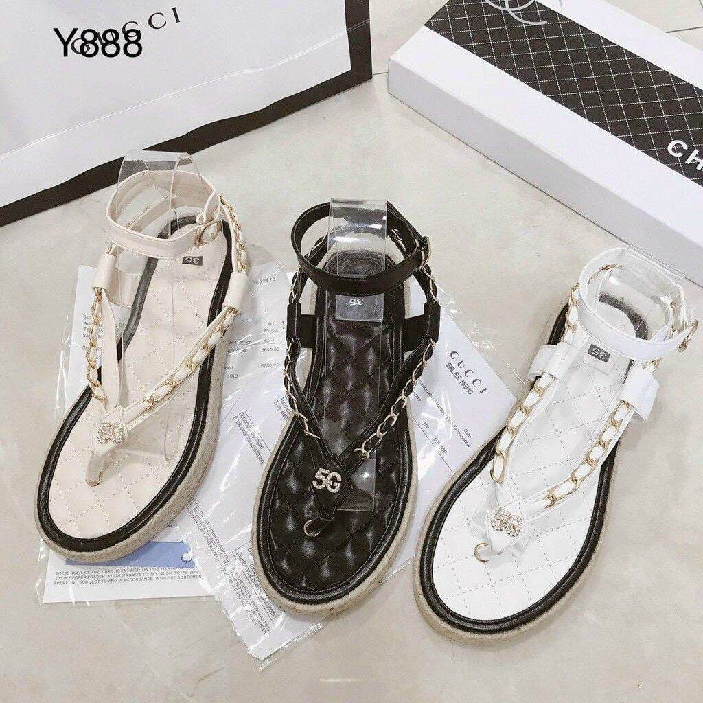 Sandal quai kẹp ngón đế trần chỉ viền cói - 2p