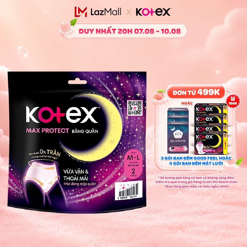 Băng Vệ Sinh Kotex Ban Đêm Dạng Quần cỡ M/L 5 miếng