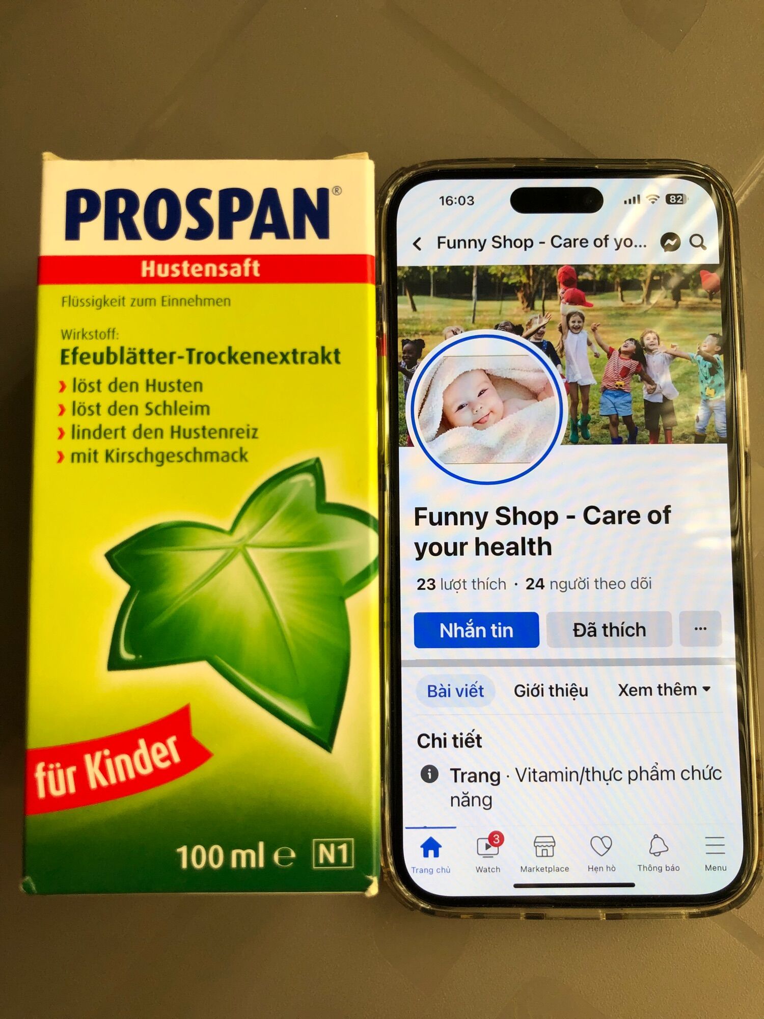 Siro ho long đờm Prospan nội địa Đức cho bé