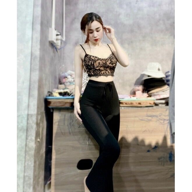 QUẦN THUN ỐNG LOE HACK DÁNG LƯNG CAO ÔM BODY Q6