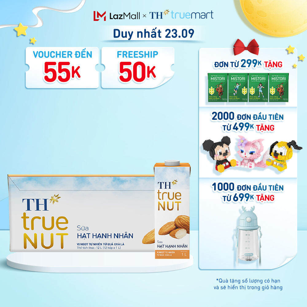 Thùng 12 hộp sữa hạt hạnh nhân TH True Nut 1L (1L x 12)
