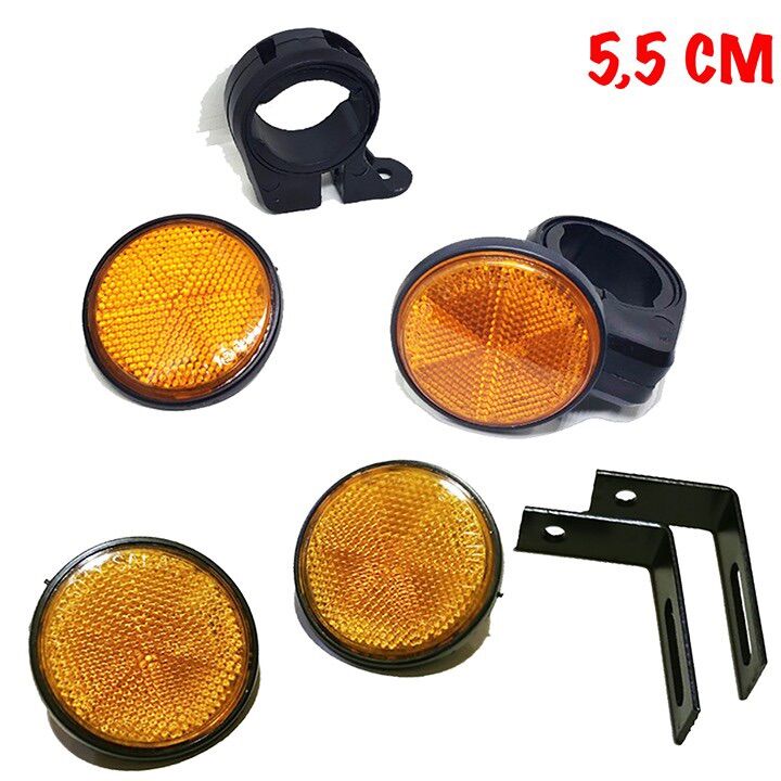 [HCM]Bộ 2 mắt mèo phản quang{Phuộc trước/Dè sau+pátốc lắp }cho xe máy/đủ màu