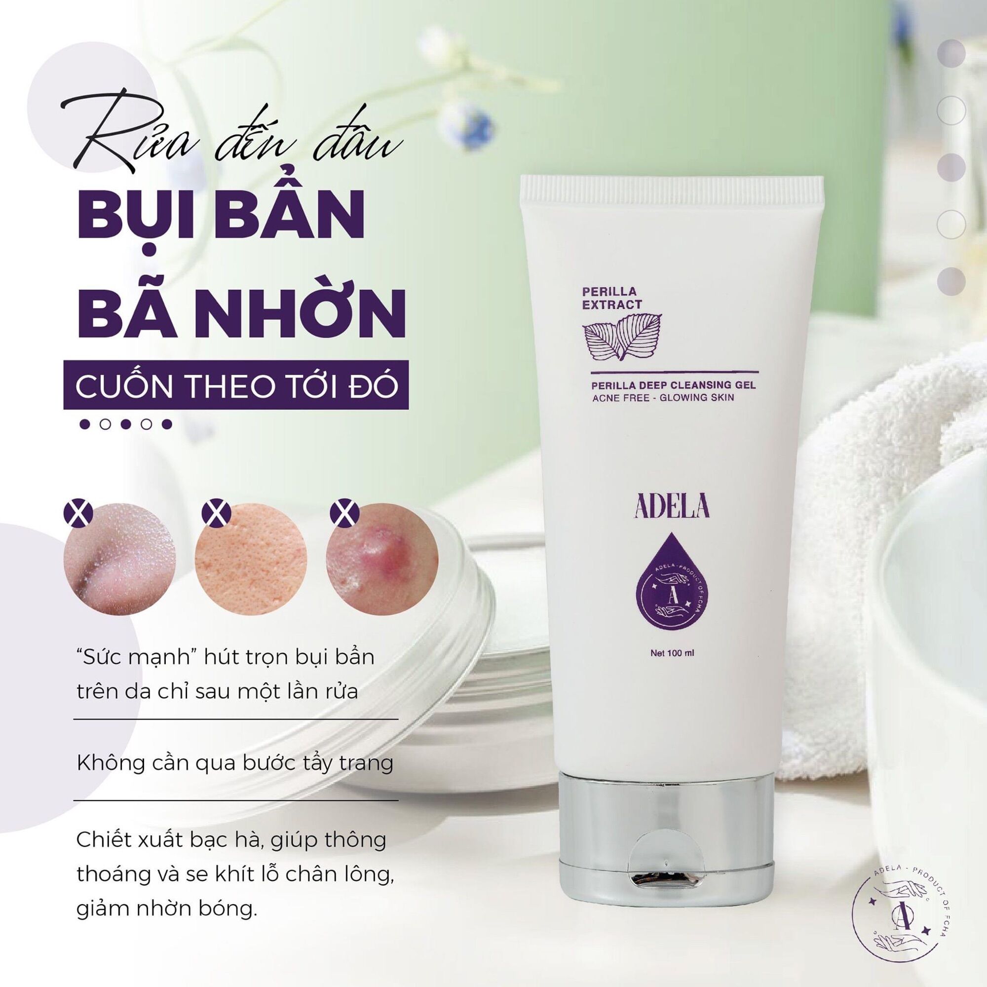 SỮA RỬA MẶT TÍA TÔ ADELA (Rửa Mặt Sạch Sâu, Tẩy Trang Dịu Nhẹ)