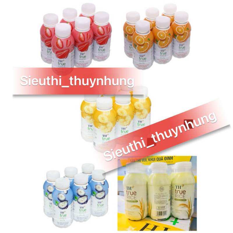 Lốc 6 chai nước uống sữa trái cây th true juice milk 300ml đủ vị