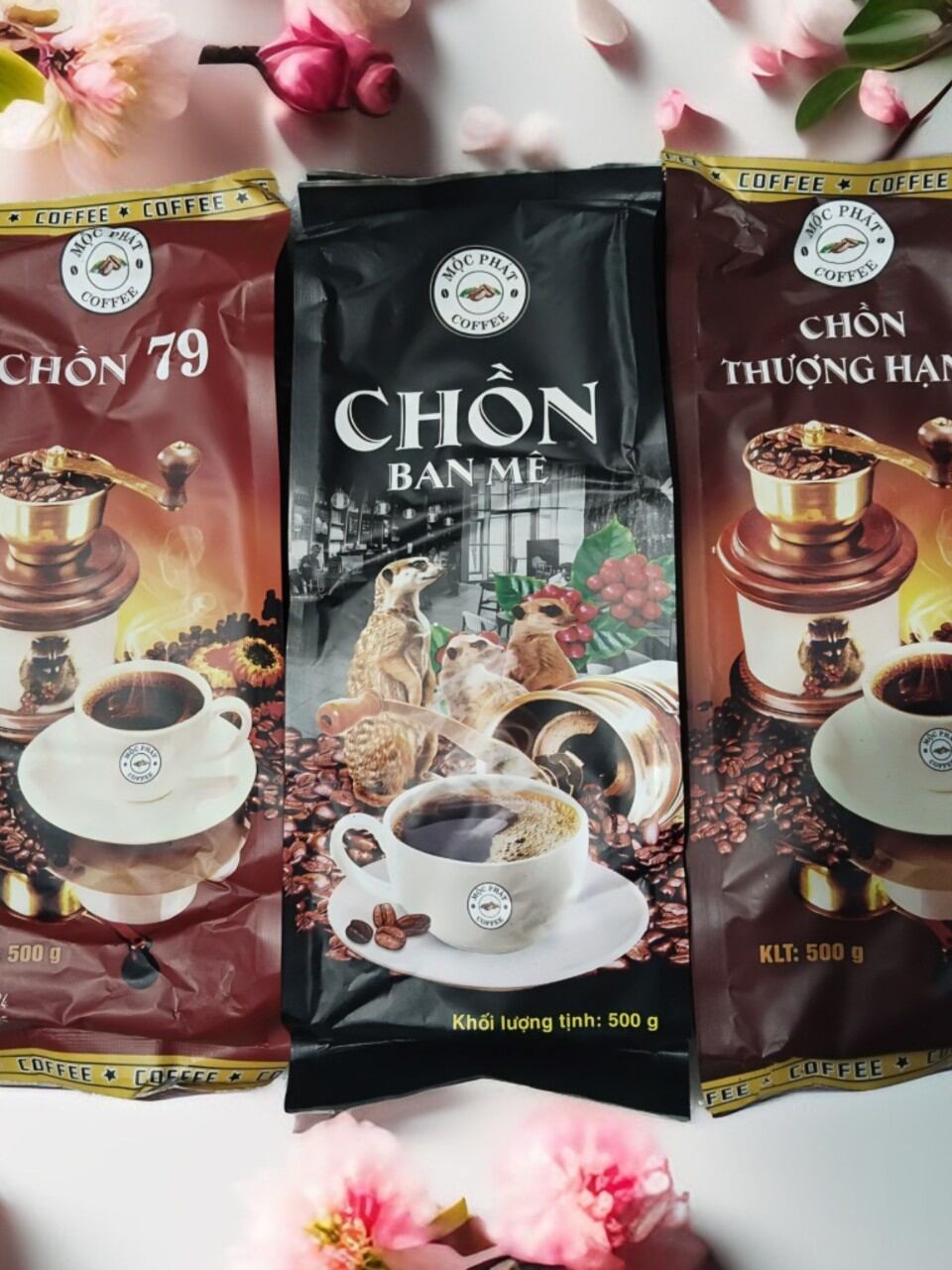 Combo 3 Packages of Dong Phat Coffee (Regular+Ba Mee+Chomen 79), Fragrant, Low in Fat, Dark Color.