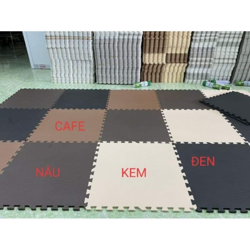 thảm xốp màu nâu và kem 60×60×1cm