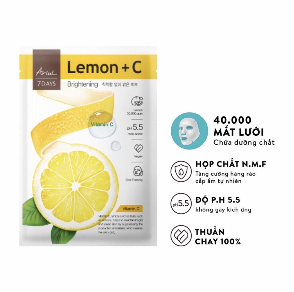 Mặt nạ ARIUL 7 DAYS MASK Chanh LEMON + C (Vitamin C) 25ml