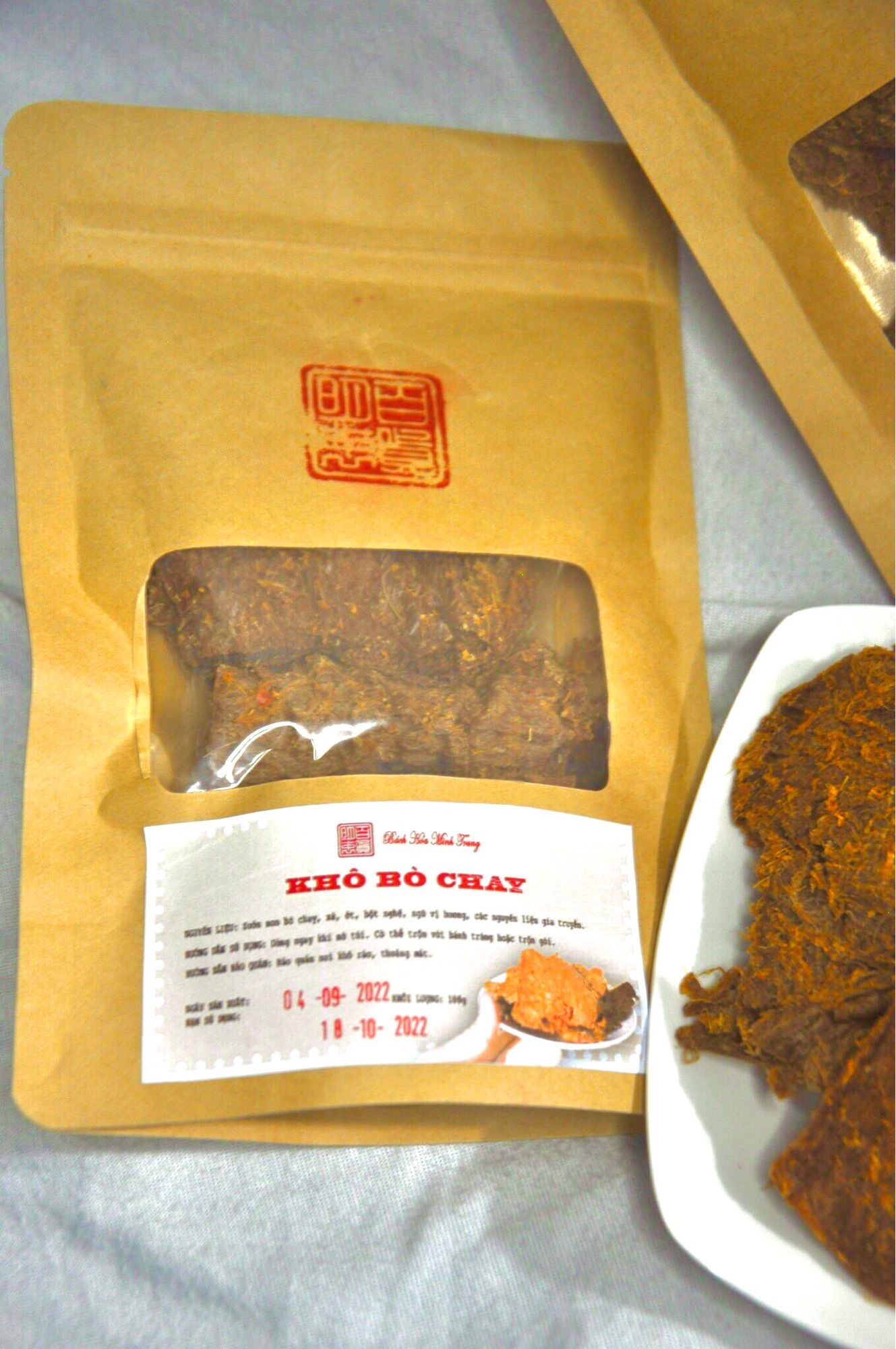Khô Bò CHAY Nguyên Miếng Ăn Liền 100g/túi