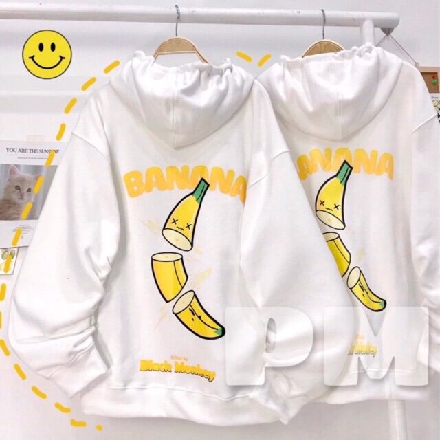 Áo nỉ khoá chuối banana chất nỉ mặc mùa đông khoác nhẹ
