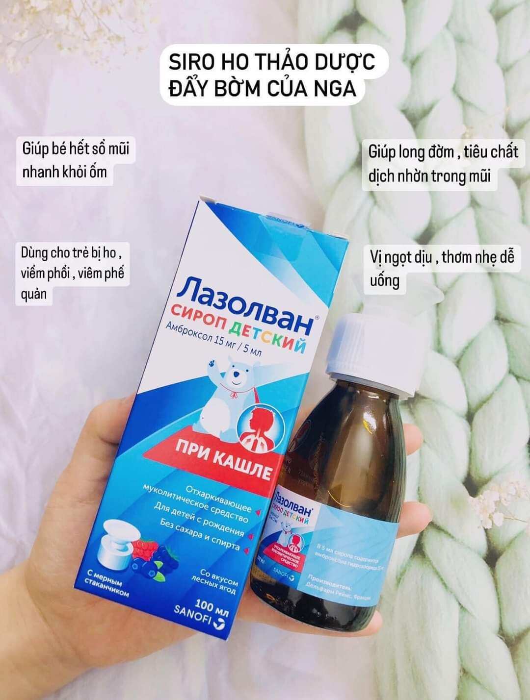 Siro ho long đờm Lazolvan Nga 100ml