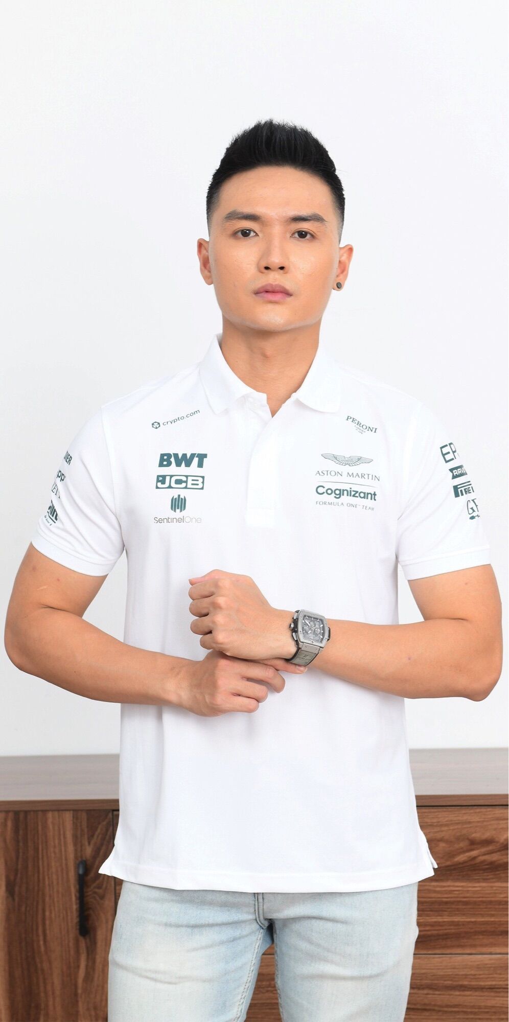 [Nhập RS0822 giảm 30k cho đơn 99k]Áo polo Aston Martin trắng