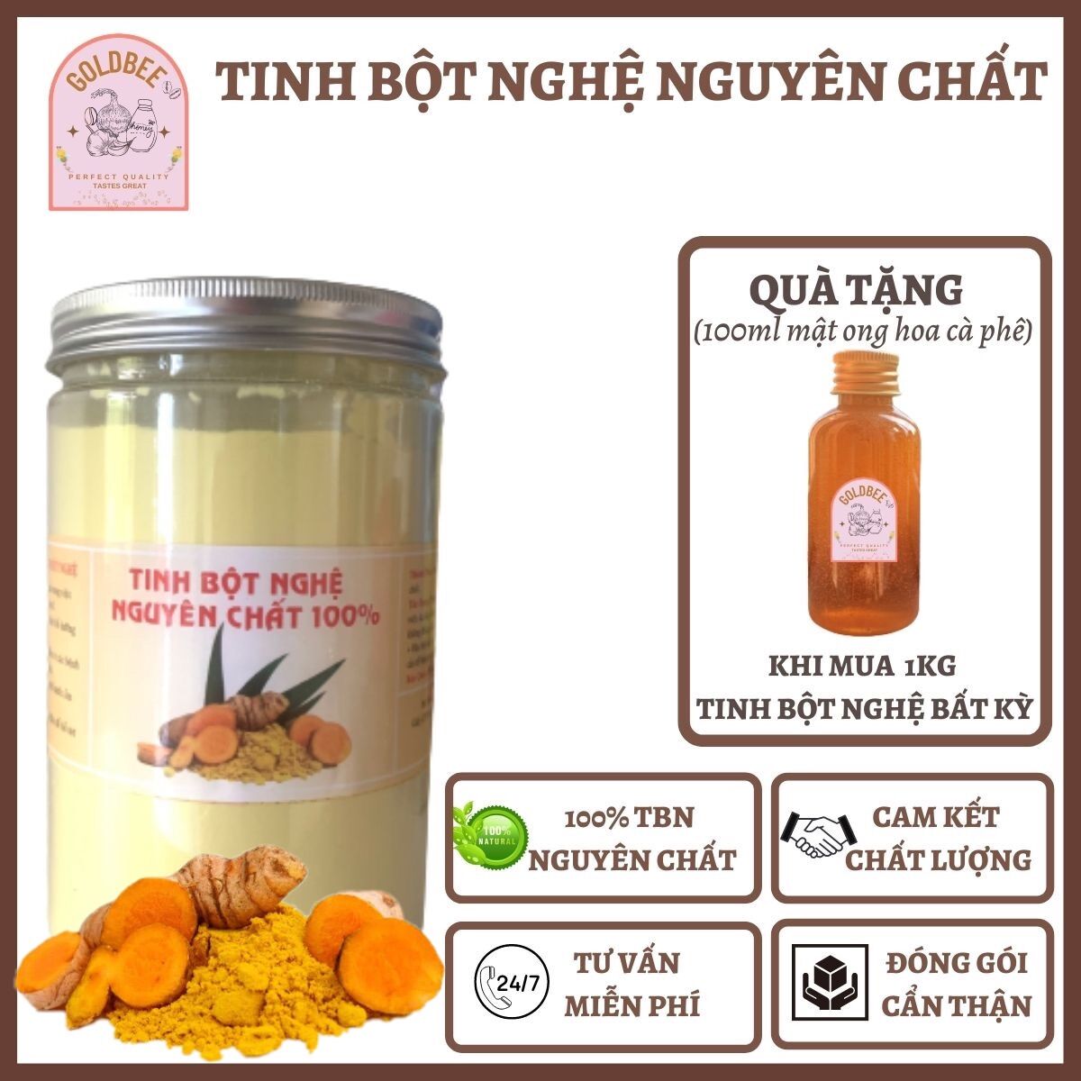 Tinh bột nghệ nguyên chất - Giúp giảm đau dạ dày, chăm sóc da mặt dưỡng da xóa mờ thâm nám