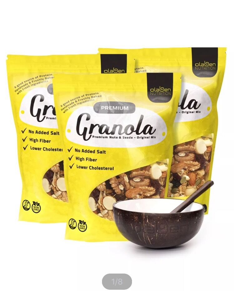 Combo hạt dinh dưỡng 3 Granola + Chén muỗng dừa Combo Granola Premium