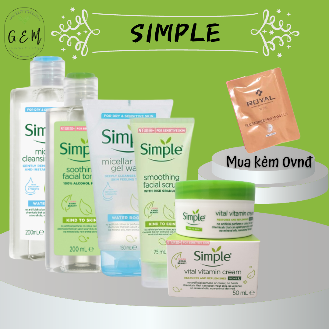 Combo 5 món simple dưỡng da siêu lành tính, dịu nhẹ kể cả da nhạy cảm