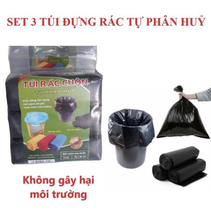 Túi đựng rác tự phân hủy set 3 cuộn