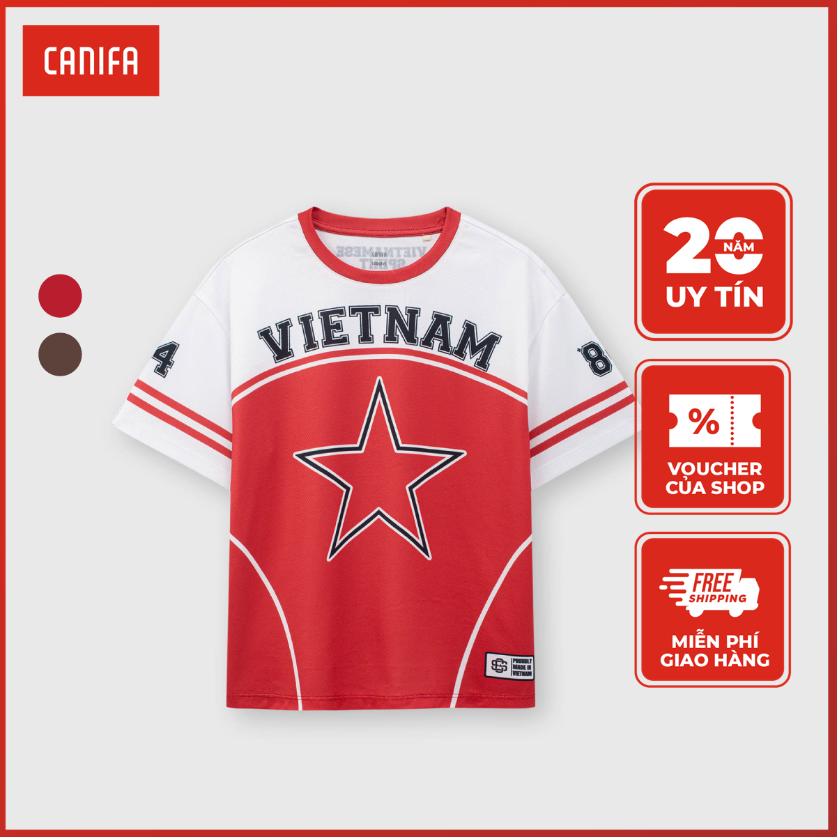   25-29.12 GIẢM TỚI 50%  Áo phông unisex trẻ em CANIFA S Ngôi sao Việt Nam Yêu Nước Quốc Khánh 2 9 3TS25S016 