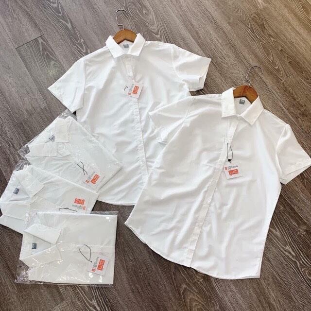 Áo sơ mi nữ Uniqlo trắng basic hàng đẹp cộc, dài tay