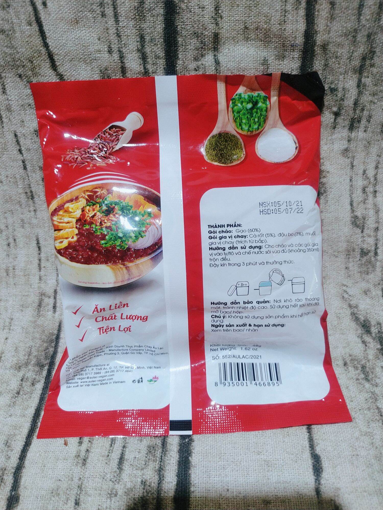 CHÁO GẠO LỨT RAU CỦ CHAY ÂU LẠC