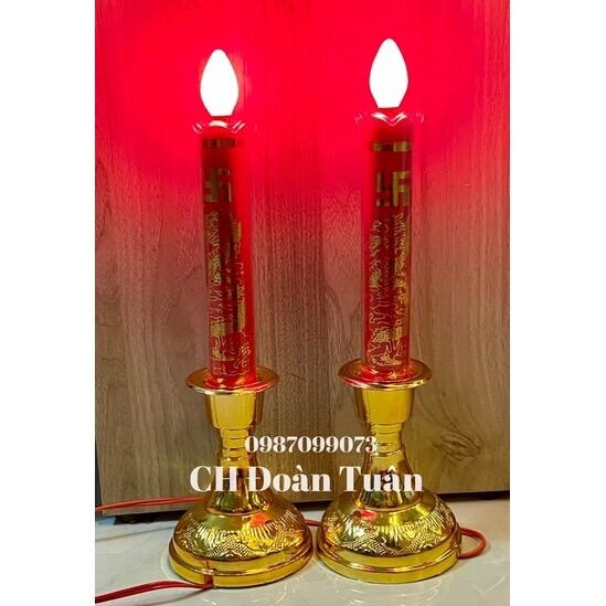 ĐÈN THỜ CÂY NẾN, ĐÈN CẦY KIẾNG (MỘT CẶP)