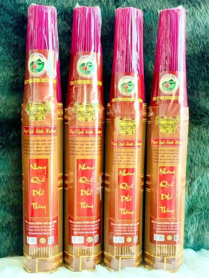Nhang phổ thông lá quế 30 cm,1bó 220cay+hương quế trà bồng